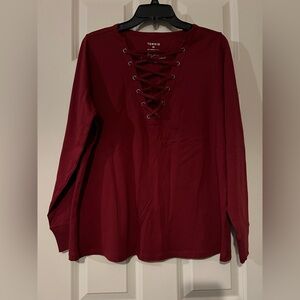 NWT Torrid vintage cotton jersey lace up long sleeve tee. Size 00.